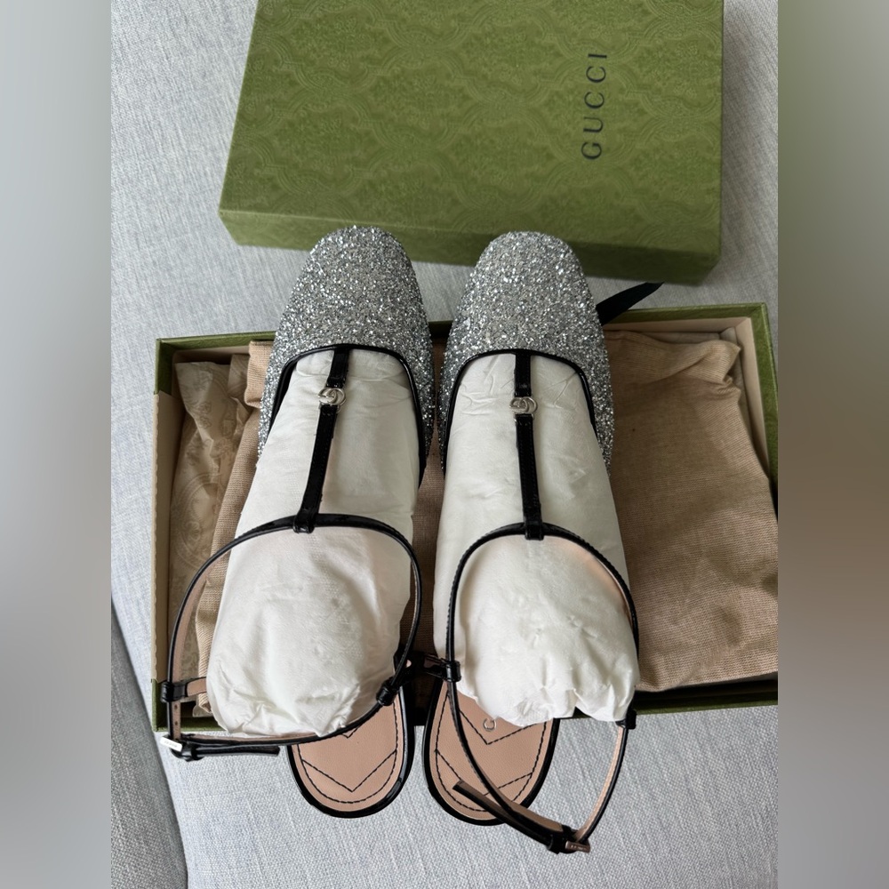NIB Gucci Wonen's Double G ballet glitter flat - Picture 3 of 6